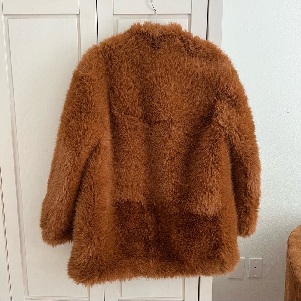 Mango MNG Oversized Brown Faux Fur Jacket Coat - Picture 7 of 10